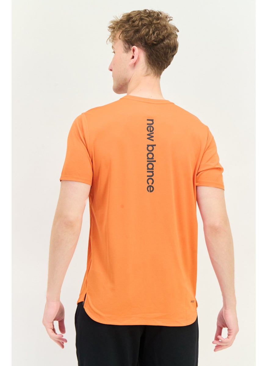 Men Athletic Fit Short Sleeves Running T-Shirt, Orange