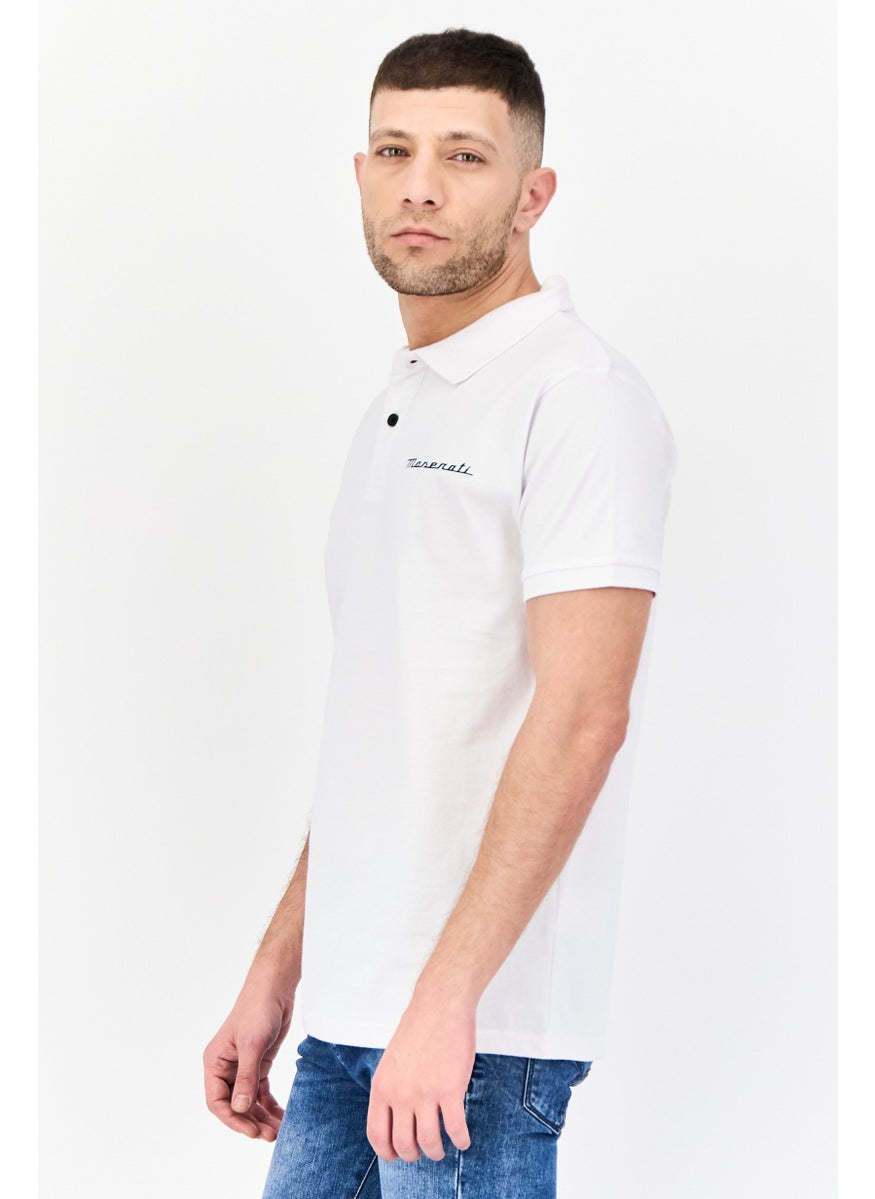 Men Regular Fit Short Sleeve Graphic Print  Polo Shirt, White