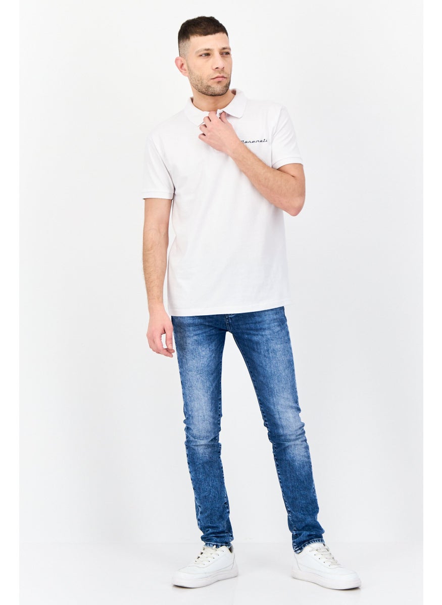 Men Regular Fit Short Sleeve Graphic Print  Polo Shirt, White