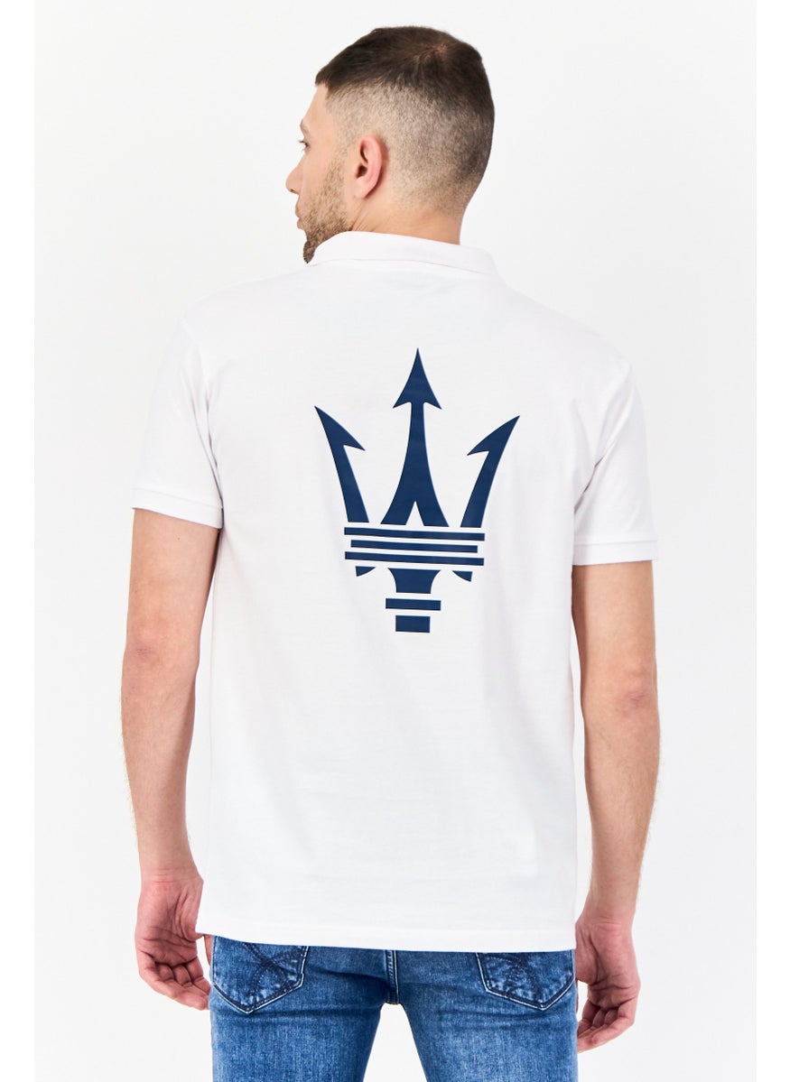 Men Regular Fit Short Sleeve Graphic Print  Polo Shirt, White