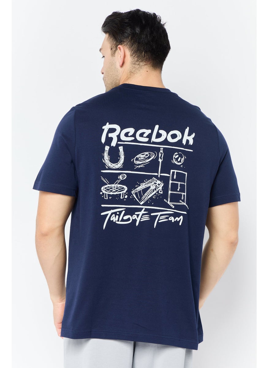 Men Sportswear Fit Short Sleeve Outdoor T-Shirt, Navy
