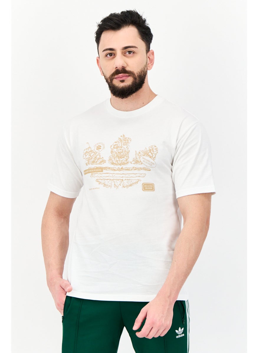 Men Sportswear Fit Short Sleeves Outdoor T-Shirt, Off-White