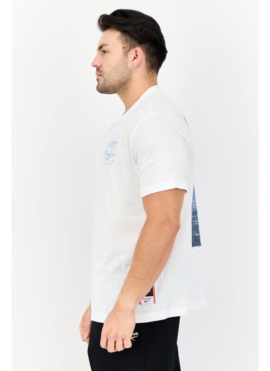 Men Sportswear Fit Short Sleeves Outdoor T-Shirt, White