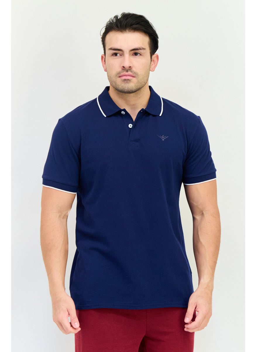 Men Sportswear Fit Short Sleeve Outdoor Polo Shirt, Navy