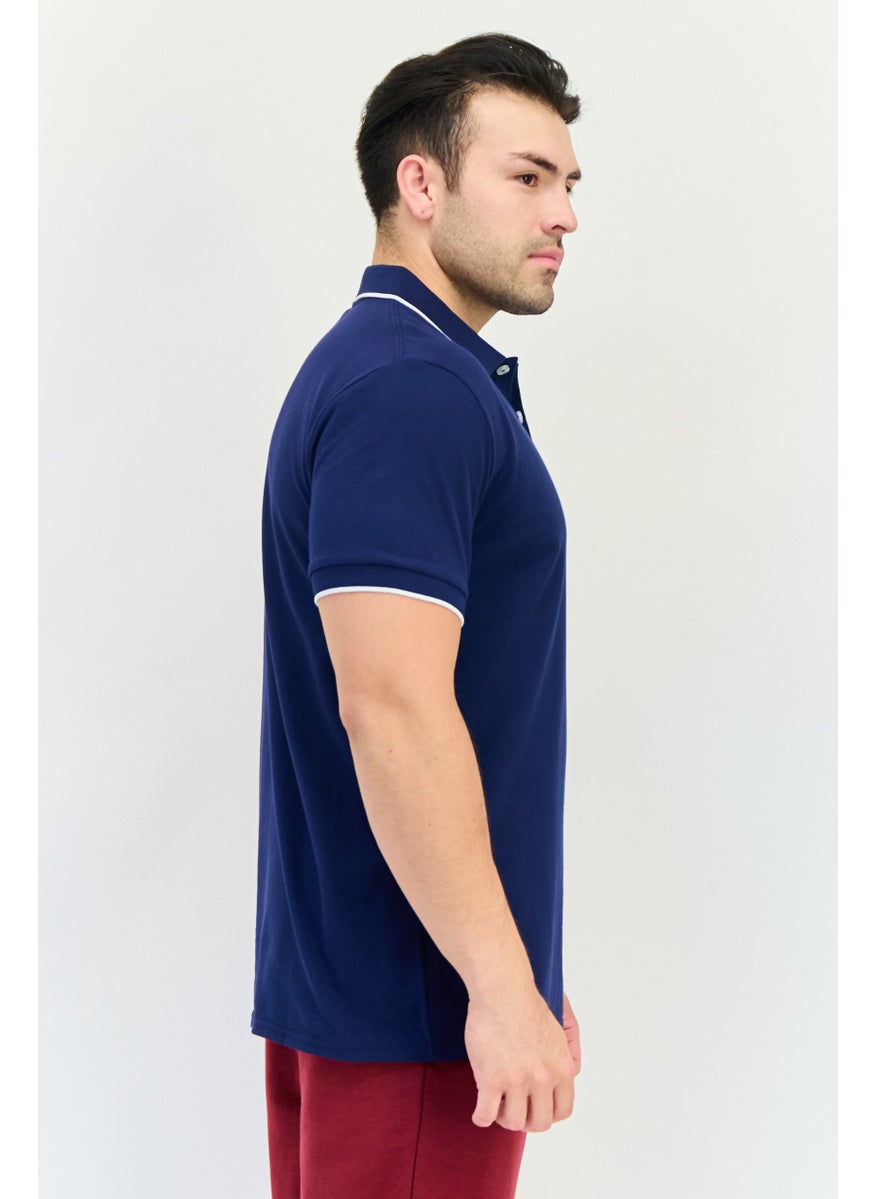 Men Sportswear Fit Short Sleeve Outdoor Polo Shirt, Navy