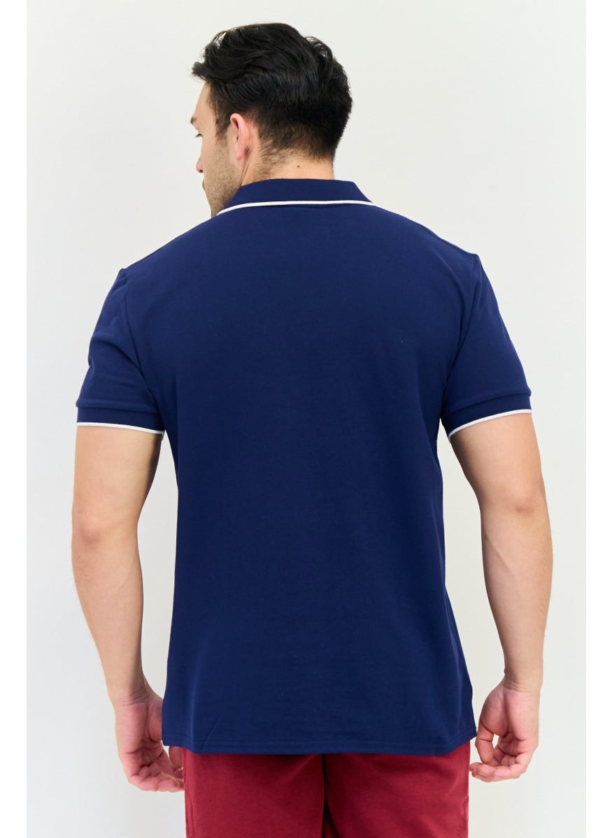 Men Sportswear Fit Short Sleeve Outdoor Polo Shirt, Navy