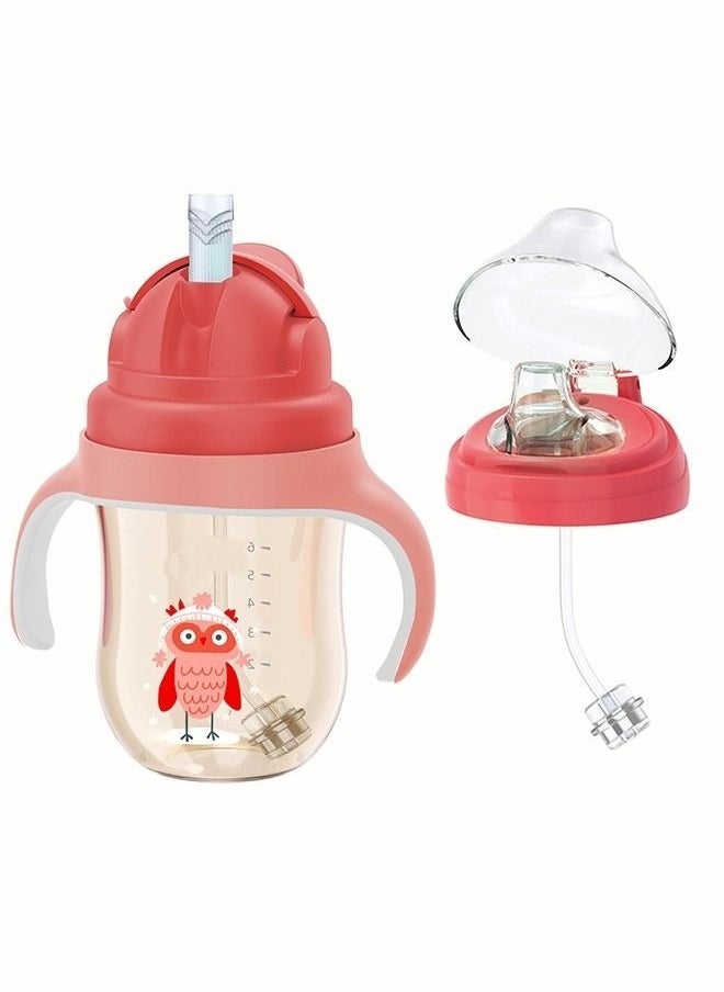 PPSU Baby Sippy Cup Boys and Girls Toddler Straw Cups Kids Water Bottle Spill Proof for School Outdoor Or Indoor BPA Free Easy To Hold Green 260ml