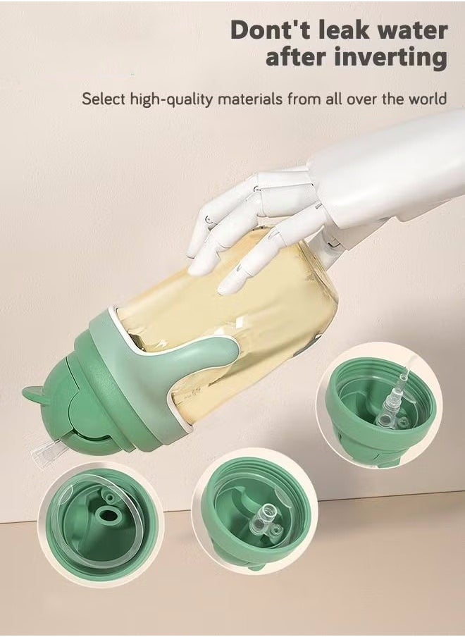 Baby Sippy Cup Boys and Girls Toddler Straw Cups Kids Water Bottle Spill Proof for School Outdoor Or Indoor BPA Free Easy To Hold Green 325ml
