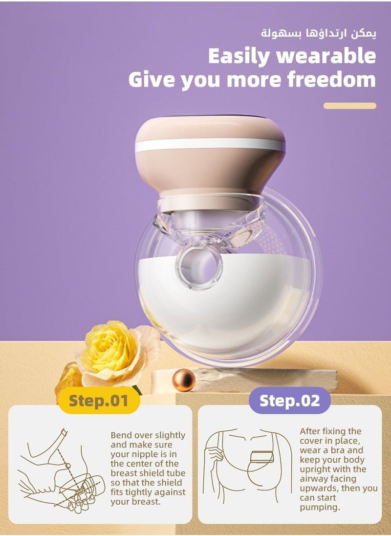 Electric Wearable Hands-Free Breast Pump with 30 PCS Breastmilk Storage Bags, Low Noise  Painless, LCD Display, 3 Modes  9 Levels
