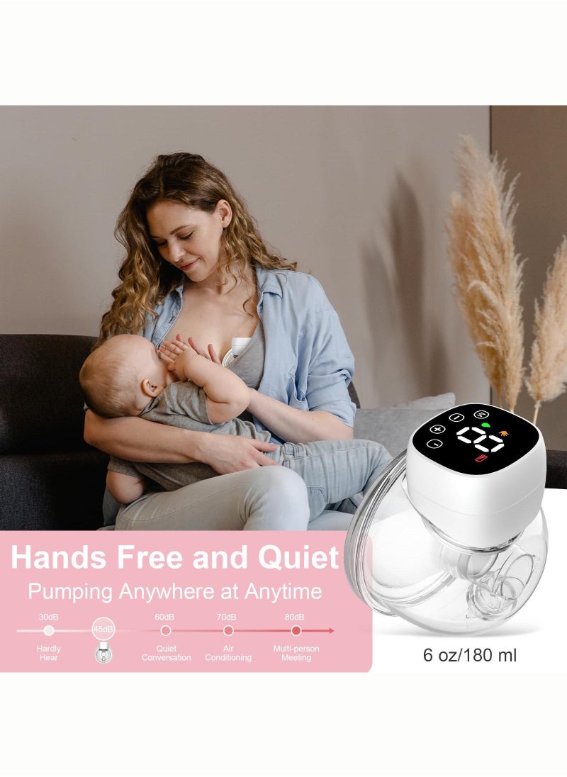 Breast Pump, Wearable Breast Pump, Hands Free Breast Pump, Electric Portable Breast Pump with 3 Mode  9 Levels, Wireless Breast Pump Hand Free, 1 Pack