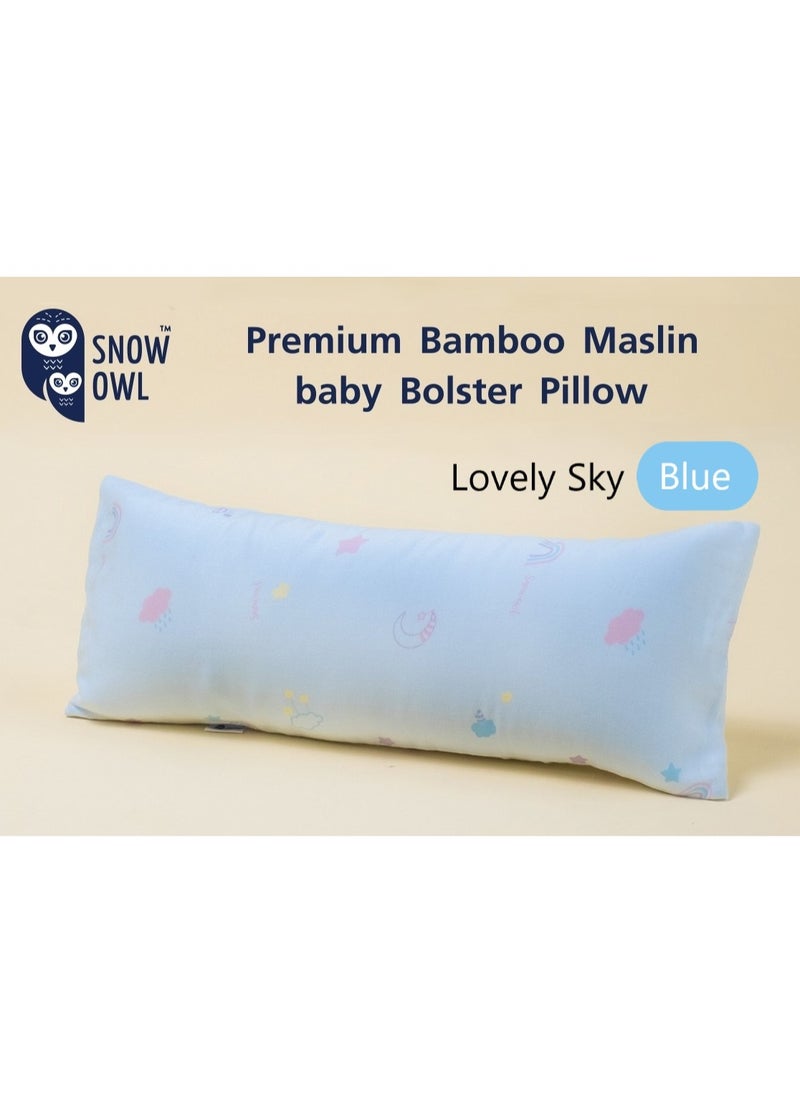 Snow Owl Bamboo Baby Bolster - Lovely Sky Blue