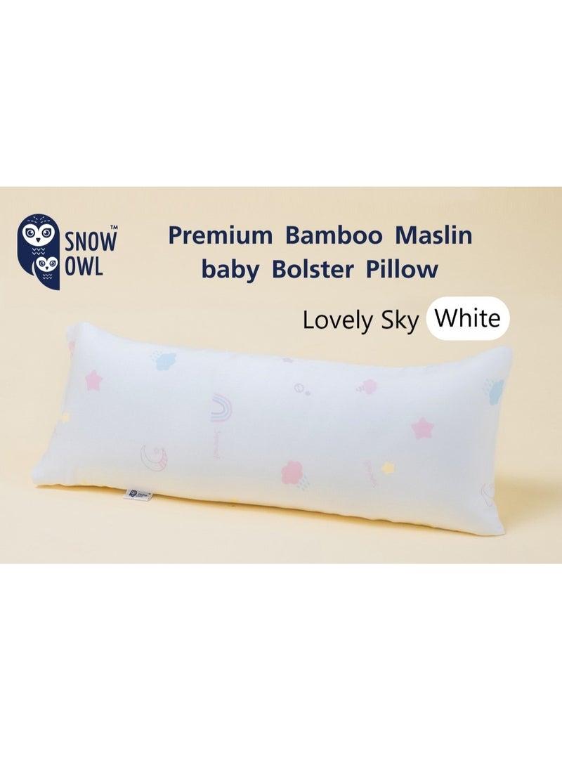 Snow Owl Bamboo Baby Bolster - Lovely Sky White