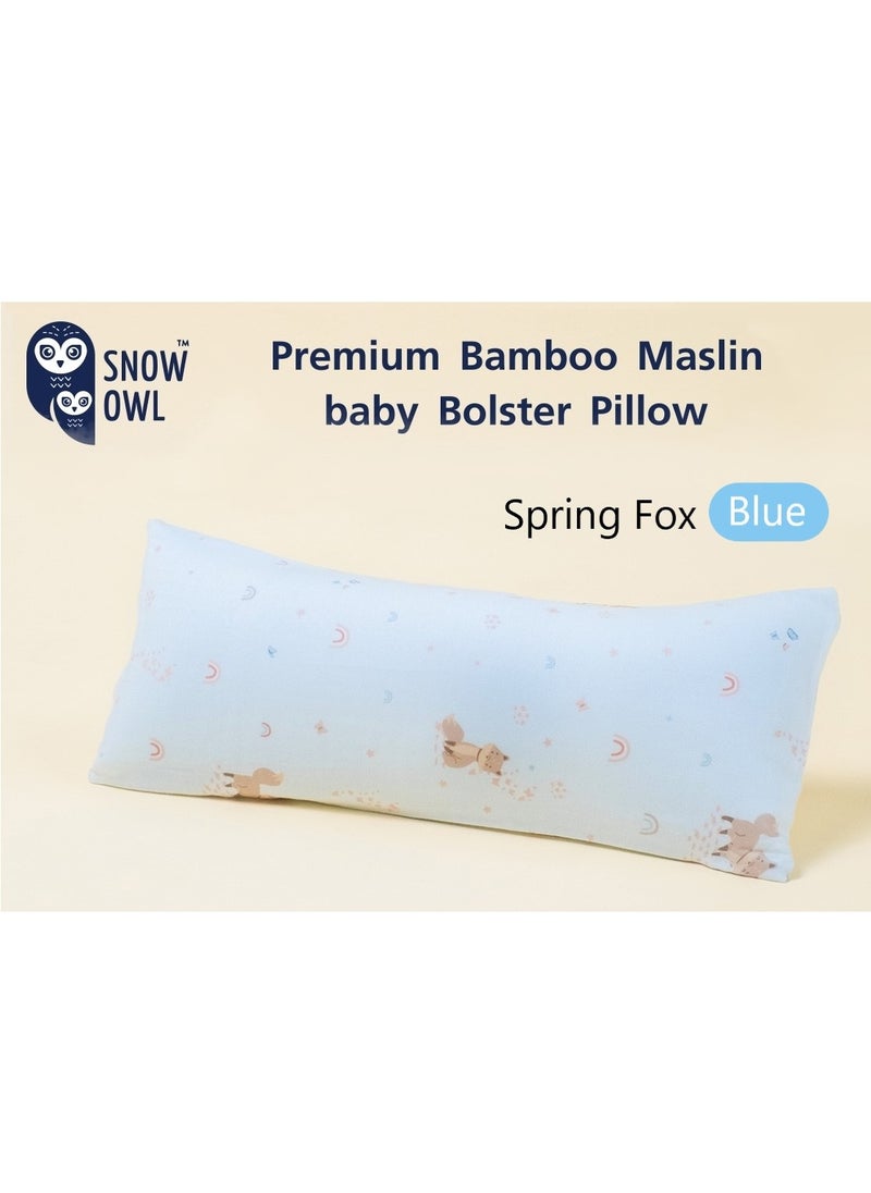 Snow Owl Bamboo Baby Bolster - Spring Fox Blue