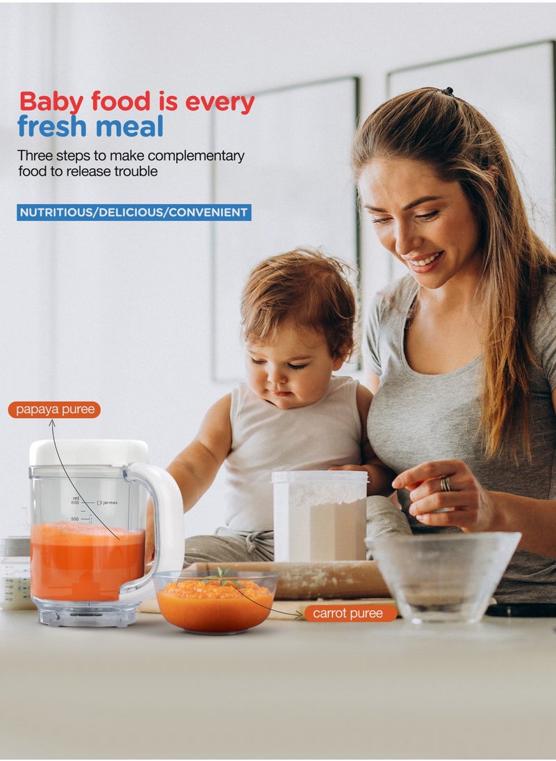 Premium 4-In-1 Smart Multifunction Electric Food Processor, Steamer, Blender With 600 ML Jar, Steam Basket And Scraper