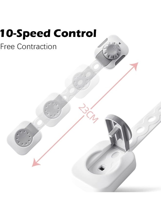 8 Pack Child Safety Cabinet Lock, Child Proof Cabinet Latches Kids Proof Kit White and Clear Baby Locks for Cabinets and Drawers Easy to Install
