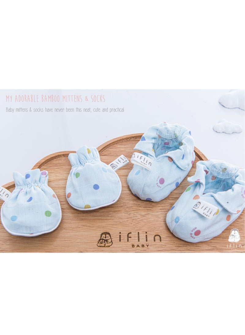 My Adorable Bamboo Mittens and Socks - Playful Blue