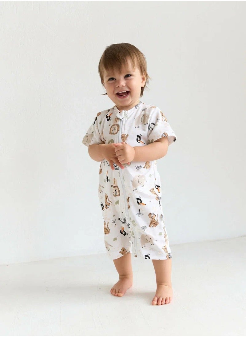 Newborn Cotton Romper – OEKO-TEX Certified Baby Outfit with Two-Way Zipper, Soft First Layer for Home and Outdoors, Easy Diaper Changes, 0–6M Unisex