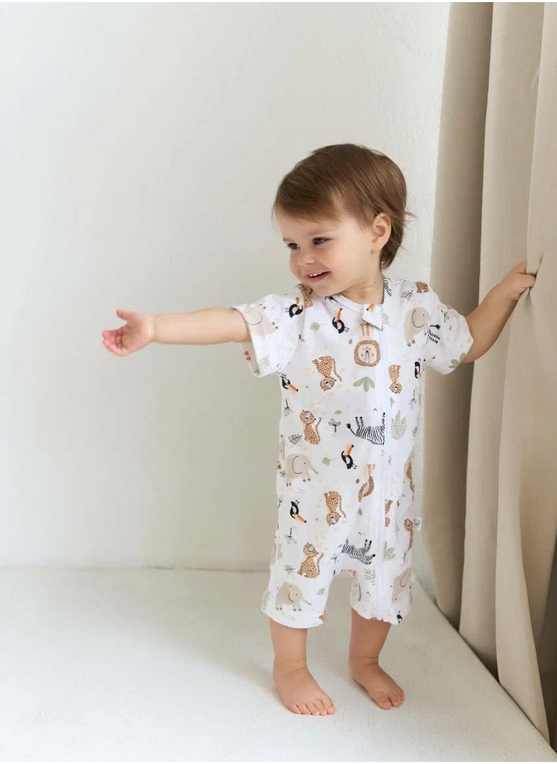 Newborn Cotton Romper – OEKO-TEX Certified Baby Outfit with Two-Way Zipper, Soft First Layer for Home and Outdoors, Easy Diaper Changes, 0–6M Unisex