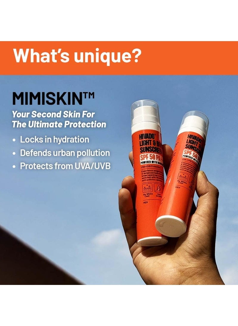 Men’s Sunscreen SPF 50 PA++++ | No White Cast, Prevents Sun Tan | Lightweight, Non-Greasy, Hydrating & Brightening Formula | UVA + UVB Broad Spectrum Sun Protection | With Mimiskin™ | For All Skin Types | 50ml