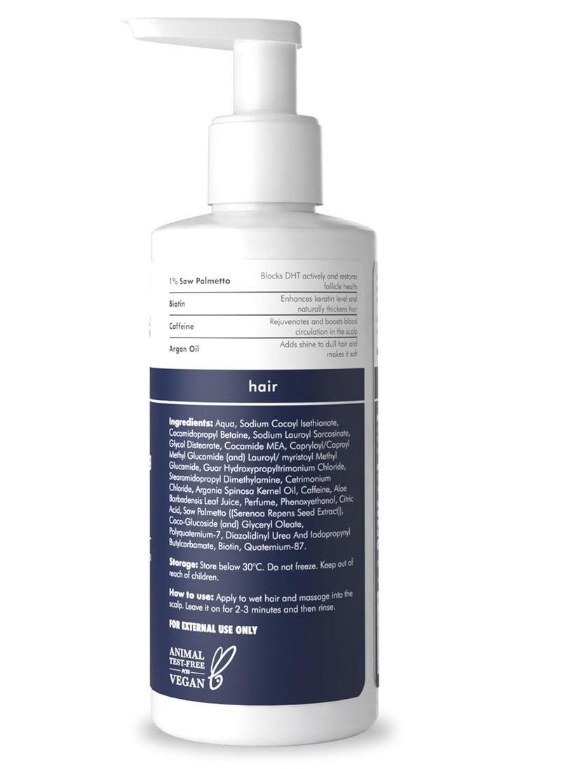 Dht Blocking Anti Hair Fall Shampoo, Reduces Hair Fall, Strengthen Hair, With Power Of Caffeine, Saw Palmetto, Argan Oil, & Biotin | 300ml