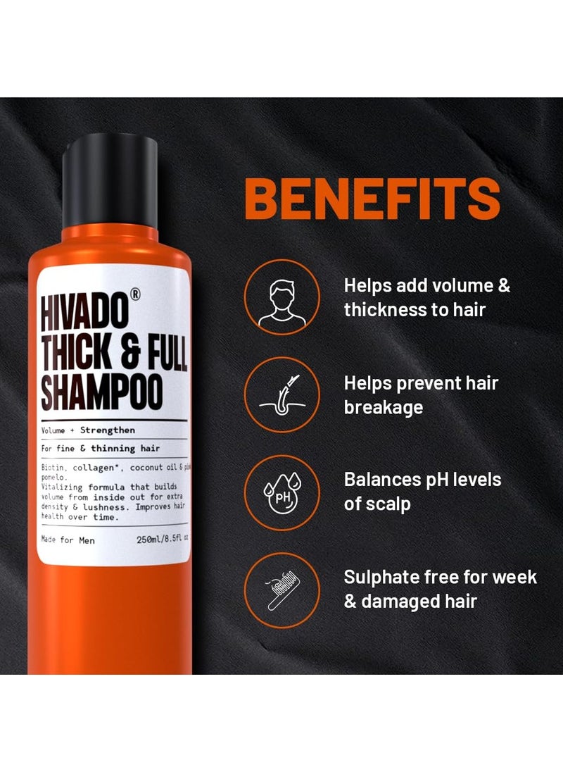 Thick & Full Shampoo - Thinning And Limp Hair - Density And Lushness - Strengthen Root To Tip - Strong Hair - Non-Toxic For Men,