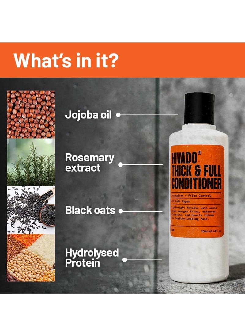 Thick and Full Conditioner for Men| Lightweight Volumizing, Black oats, Rosemary, Jojoba oil & hydrolysed silk protein, For Healthier looking hair, Sulfate Parabens Free (for men) 250 ml