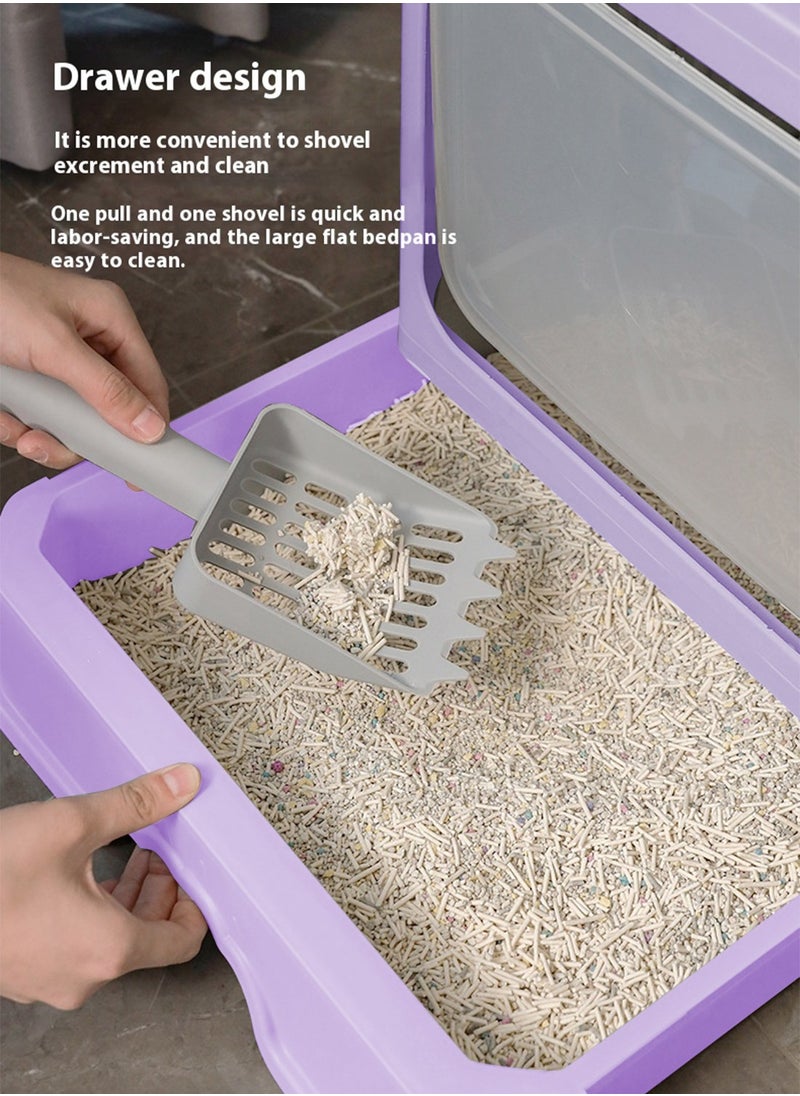 Foldable Cat Litter Box with Lid Cat Litter Tray Litter Basin for Cats