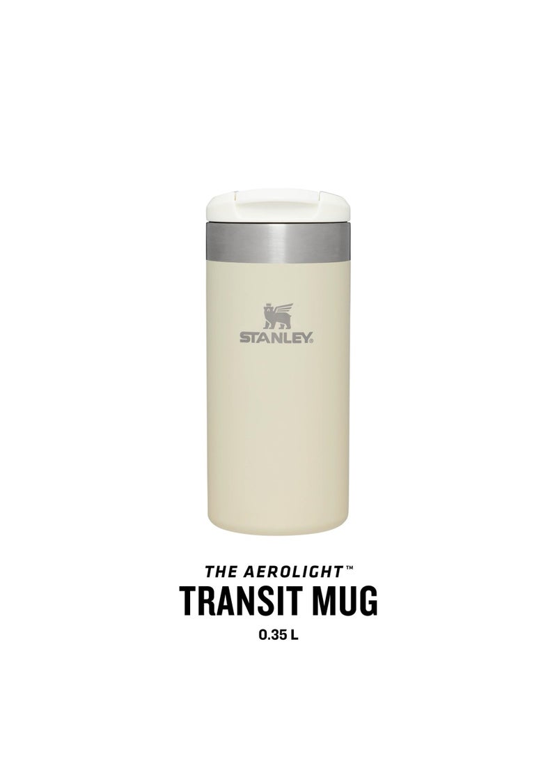 Aerolight Transit Travel Mug 0.35L - Keeps 4 Hours Hot - 6 Hours Cold - Dishwasher Safe - Leakproof - Car Cup Holder Compatible - Thermos Coffee Mug - Cream Metallic