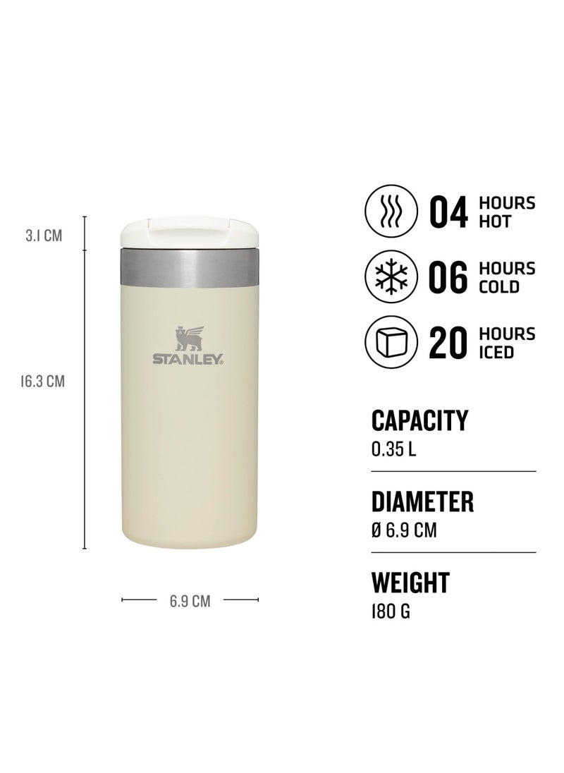 Aerolight Transit Travel Mug 0.35L - Keeps 4 Hours Hot - 6 Hours Cold - Dishwasher Safe - Leakproof - Car Cup Holder Compatible - Thermos Coffee Mug - Cream Metallic