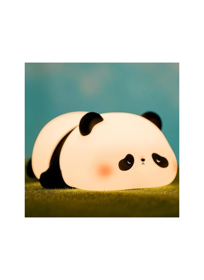 Panda Night Light, LED Animal Night Lamp, Soft Grade Silicone 3 Level Dimmable Rechargeable Decor Touch Lamp, for Boys Girls Cute Gifts (A)