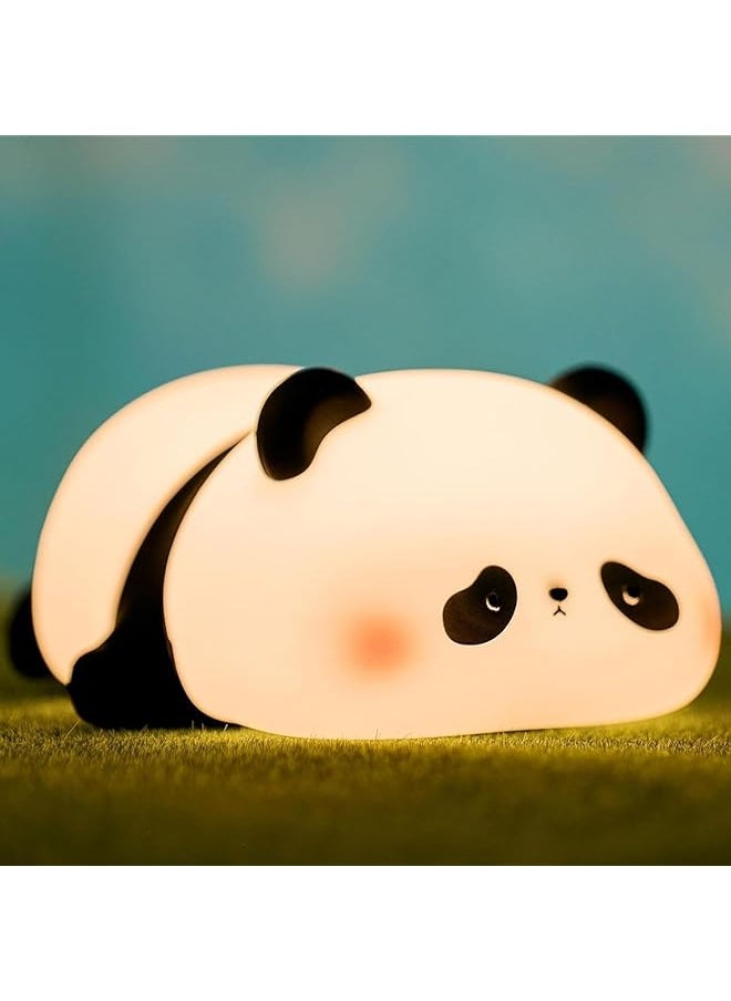 Panda Night Light, LED Animal Night Lamp, Soft Grade Silicone 3 Level Dimmable Rechargeable Decor Touch Lamp, for Boys Girls Cute Gifts (A)