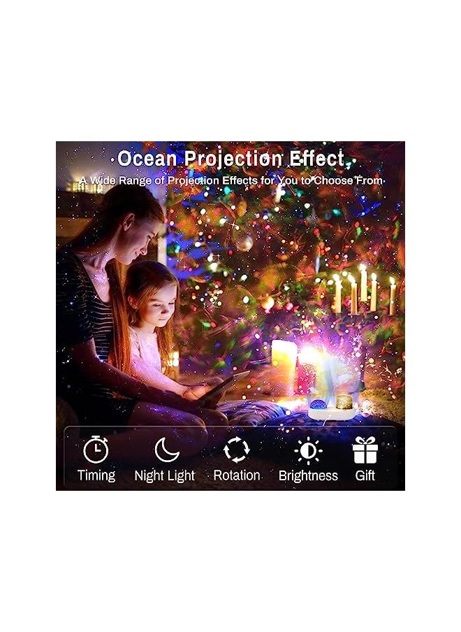 Night Light Projector With 6 Films & 10 Color Waves, Ocean Light, Timer & 360° Rotation for Kids and Adults Bedroom Decoration, Birthday and Christmas Gifts