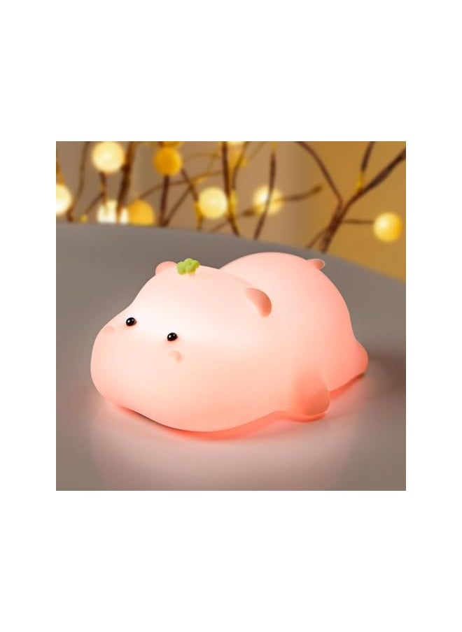 Cute Hippo Night Light for Kids Silicone Baby lamp, Dimmable Light up Hippo, Nursery Night lamp,Rechargeable Hippo Nightlight Bedside Lamp for Breastfeeding