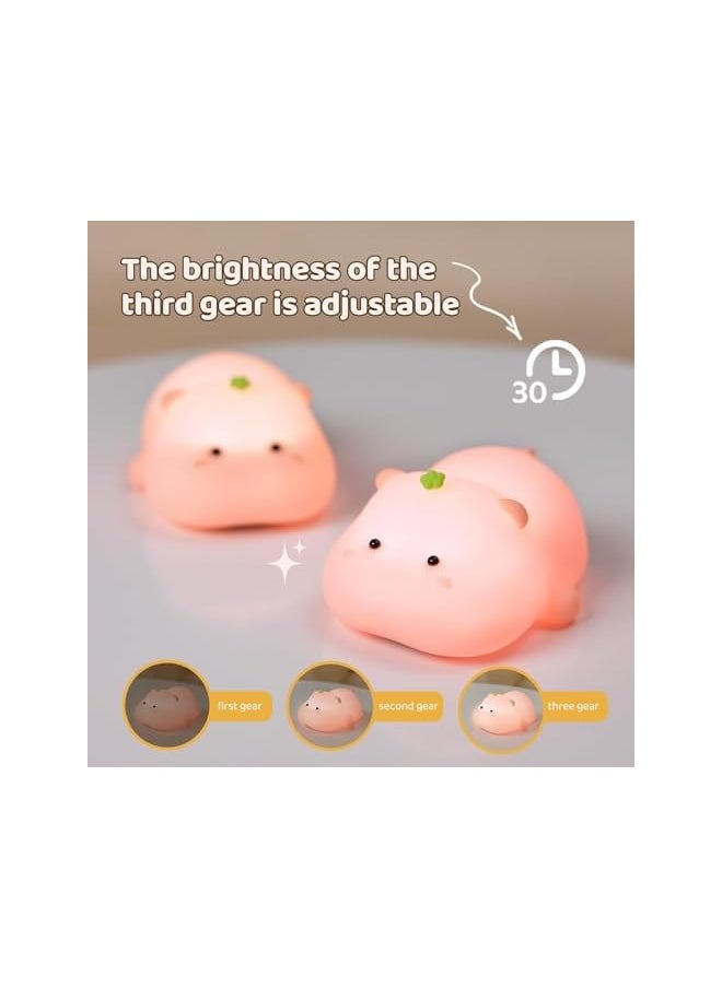 Cute Hippo Night Light for Kids Silicone Baby lamp, Dimmable Light up Hippo, Nursery Night lamp,Rechargeable Hippo Nightlight Bedside Lamp for Breastfeeding