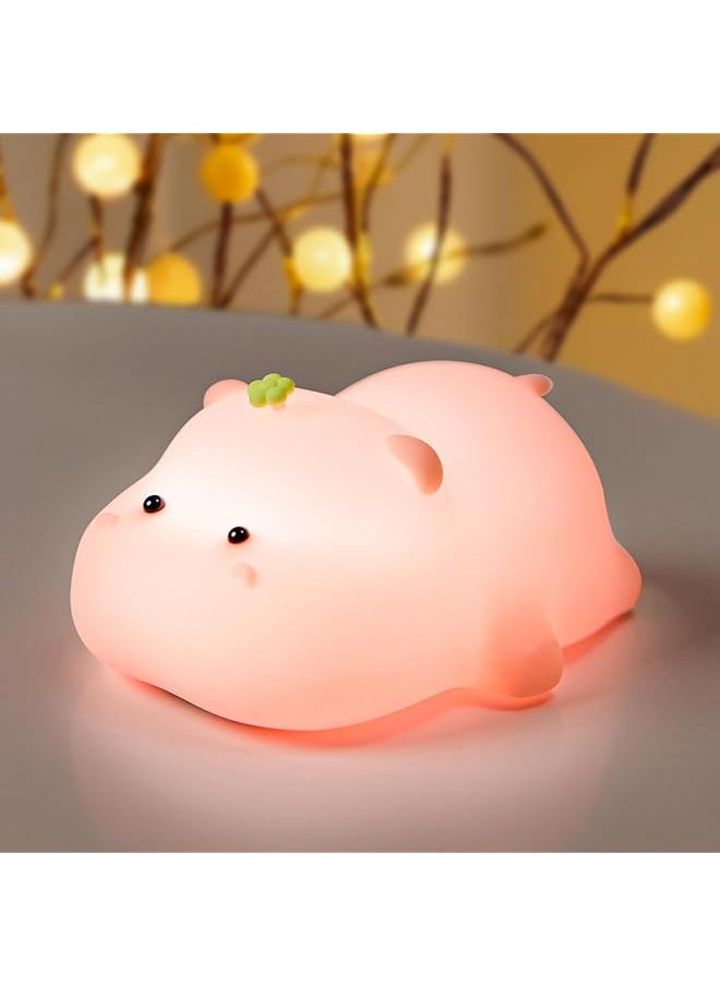 Cute Hippo Night Light for Kids Silicone Baby lamp, Dimmable Light up Hippo, Nursery Night lamp,Rechargeable Hippo Nightlight Bedside Lamp for Breastfeeding