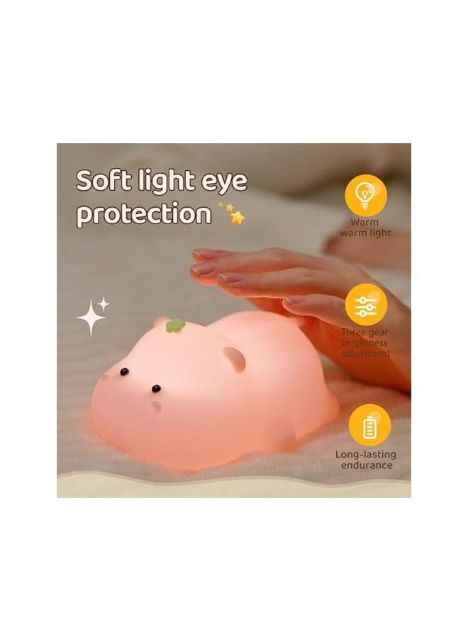 Cute Hippo Night Light for Kids Silicone Baby lamp, Dimmable Light up Hippo, Nursery Night lamp,Rechargeable Hippo Nightlight Bedside Lamp for Breastfeeding