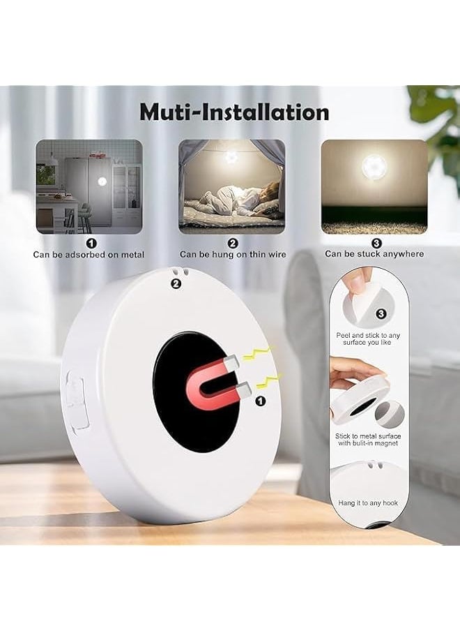 Sensor night Lights, 4 pcs LEDs Rechargeable small Night Light, with USB Cable & Magnetic Patch, 3 Modes, Cordless Safe Wall Light for kids rooms bedroom Kitchen Bookshelves Drawers
