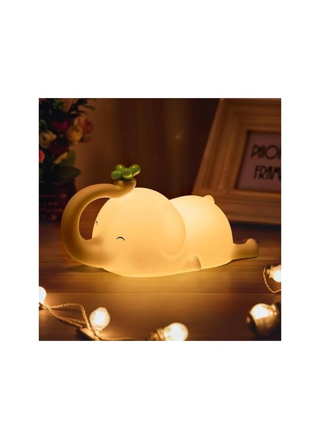 Kids Night Light, Cute Elephant Night Light with Timer, Rechargeable Dimmable Touch Desk Lamp Cute Lamps Soft Silicone Hanging Lamp, Kids Night Lights for Bedroom, Baby Nursery and Study Desk