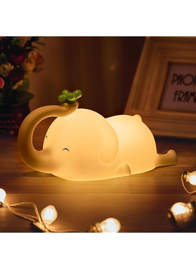 Kids Night Light, Cute Elephant Night Light with Timer, Rechargeable Dimmable Touch Desk Lamp Cute Lamps Soft Silicone Hanging Lamp, Kids Night Lights for Bedroom, Baby Nursery and Study Desk