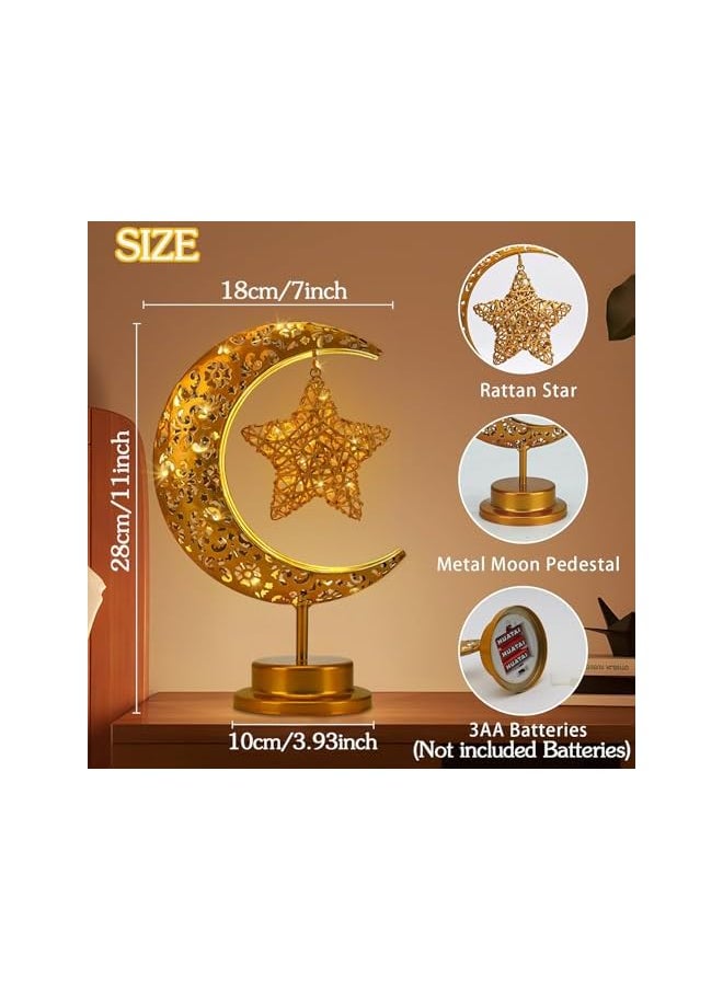 Ramadan Decorations Eid Mubarak Decorations Ramadan Moon Table Lamp Ramadan Lights, Decorative Light for Ramadan, Elegant Crescent Moon Design, Perfect as Nightlight Home Decor or Gifts