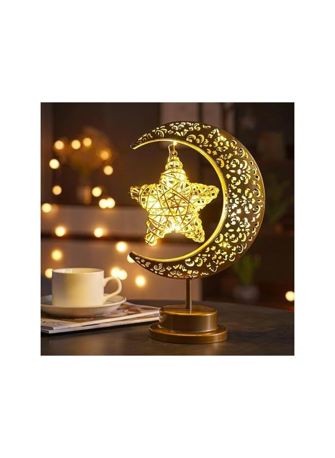 Ramadan Decorations Eid Mubarak Decorations Ramadan Moon Table Lamp Ramadan Lights, Decorative Light for Ramadan, Elegant Crescent Moon Design, Perfect as Nightlight Home Decor or Gifts