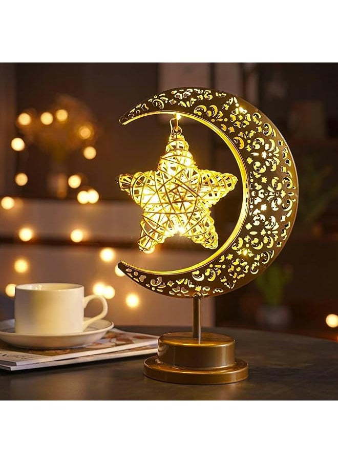 Ramadan Decorations Eid Mubarak Decorations Ramadan Moon Table Lamp Ramadan Lights, Decorative Light for Ramadan, Elegant Crescent Moon Design, Perfect as Nightlight Home Decor or Gifts