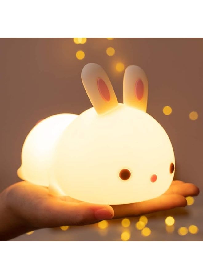 Cute Night Light for Kids USB Rechargeable for Children Nursery Baby Gift Cute Bunny Light ToThe Brosh 7 Color Changing Rabbit Silicone Night Lamp for Girls Newborn Room Decor