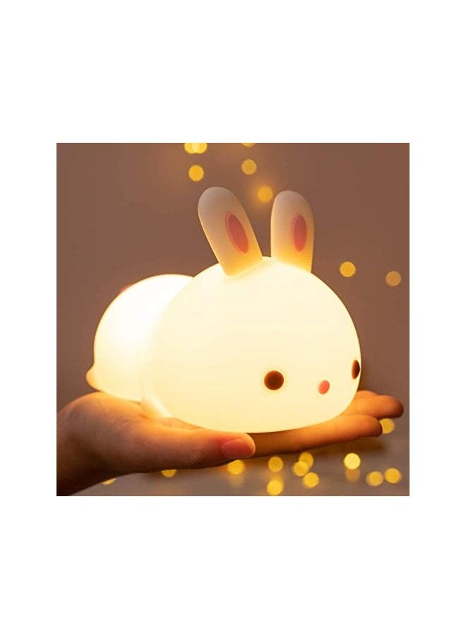 Cute Night Light for Kids USB Rechargeable for Children Nursery Baby Gift Cute Bunny Light ToThe Brosh 7 Color Changing Rabbit Silicone Night Lamp for Girls Newborn Room Decor