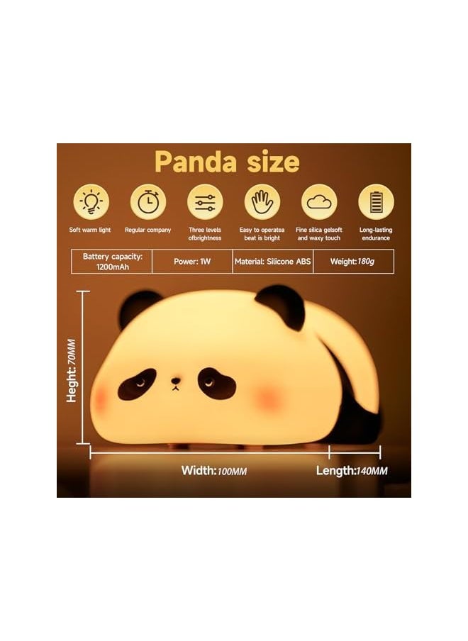 Panda Night Lamp - Children's Night Light,Nursing Light,3 Light Modes,Dimmable with Timer, Touch Control, Silicone Night Light, Baby, USB Rechargeable Panda Lamp
