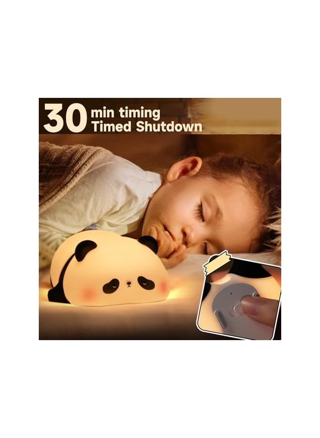Panda Night Lamp - Children's Night Light,Nursing Light,3 Light Modes,Dimmable with Timer, Touch Control, Silicone Night Light, Baby, USB Rechargeable Panda Lamp