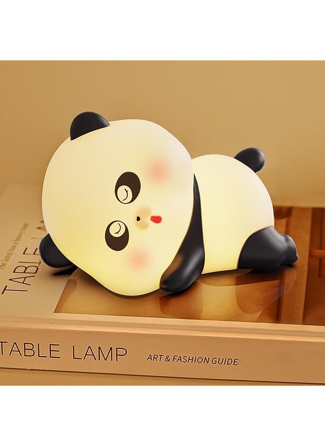 Cute Panda Night Light for Kids, 3-Level Dimmable with 7 Colors, LED Squishy Animal Lamp, Food Grade Silicone Touch Nursery Light with Timer, Ideal Room Decor for Children