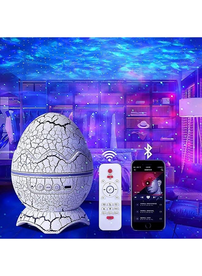 Galaxy Star Projector Dinosaur Egg Starry Light with Wireless Music Player, Night Light with White Noise, Nebula,Timer & Remote Control Best Gift & Decoration for Children's and Adults' Bedroom