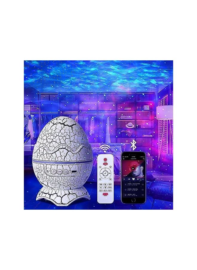 Galaxy Star Projector Dinosaur Egg Starry Light with Wireless Music Player, Night Light with White Noise, Nebula,Timer & Remote Control Best Gift & Decoration for Children's and Adults' Bedroom