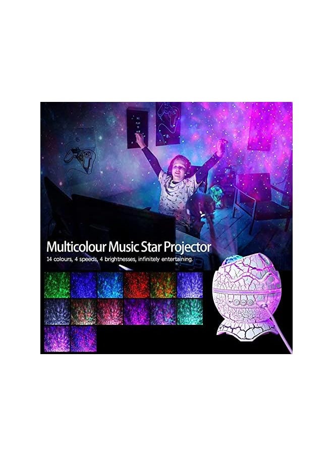 Galaxy Star Projector Dinosaur Egg Starry Light with Wireless Music Player, Night Light with White Noise, Nebula,Timer & Remote Control Best Gift & Decoration for Children's and Adults' Bedroom